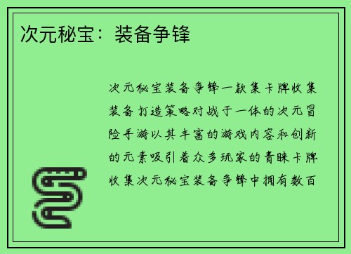 次元秘宝：装备争锋